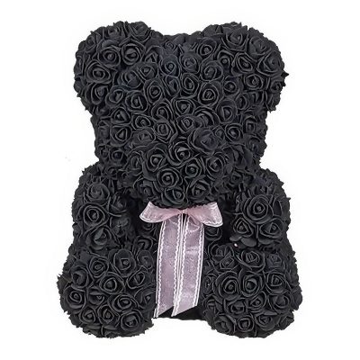Мишка из роз черный (40 см)